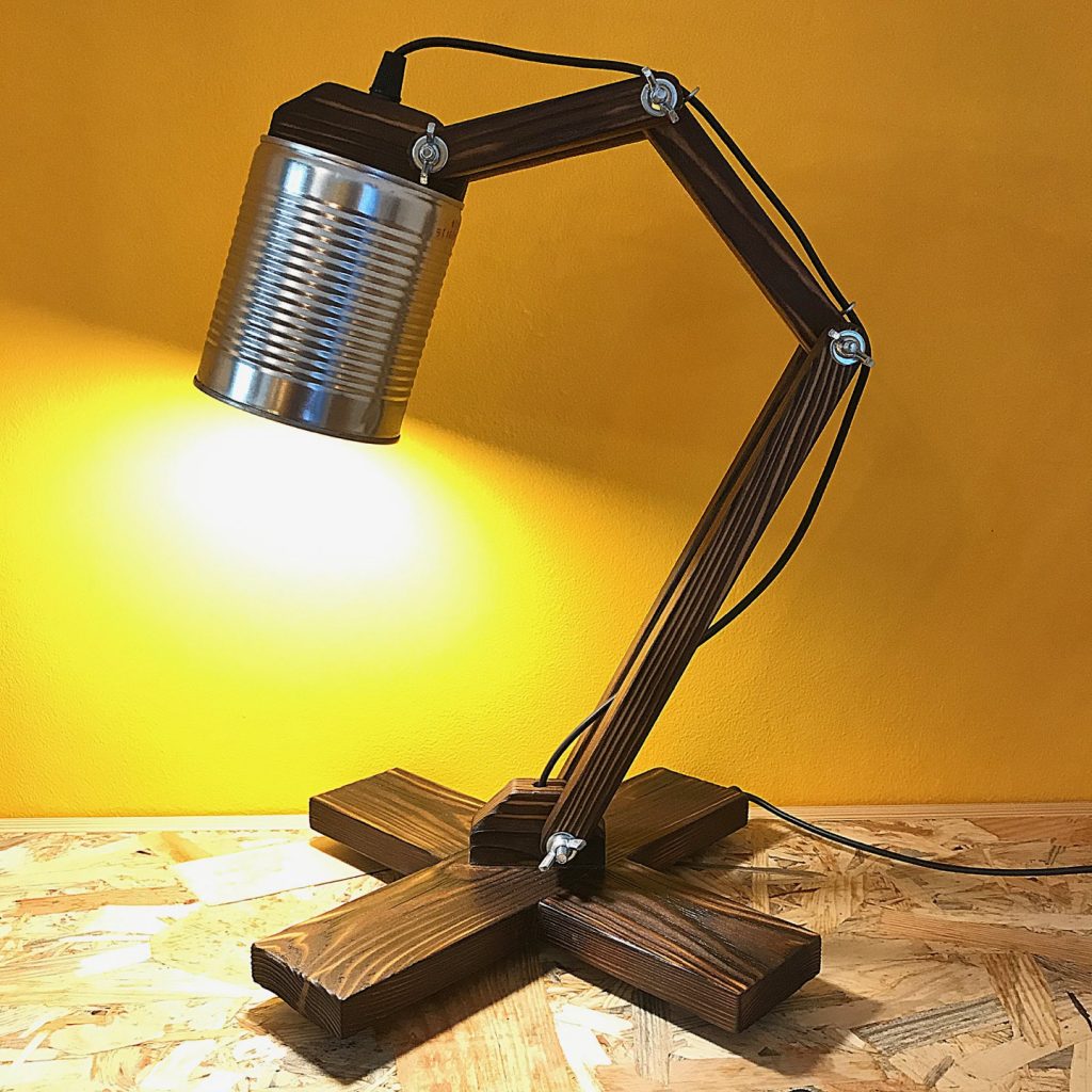 Husky lamp articulating lamp desk lamp shou sugi ban recycled upcycled light lighiting